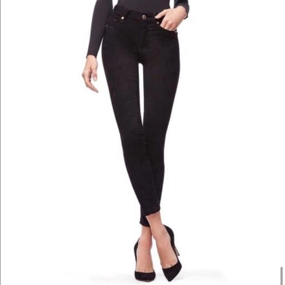 🆕 GOOD AMERICAN black faux suede stretch jeans! GL100T black033 good leg… - Picture 1 of 6